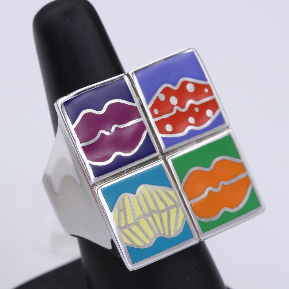 Art Ring Sterling Silver famous artist Enamel Inspired Artistic Ring